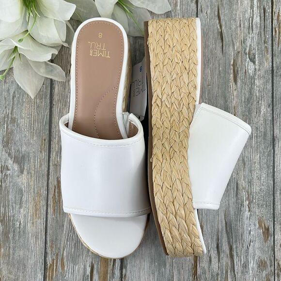 Women's Dressy Raffia Platform Slide Sandals Shies Size 8 - Picture 3 of 12